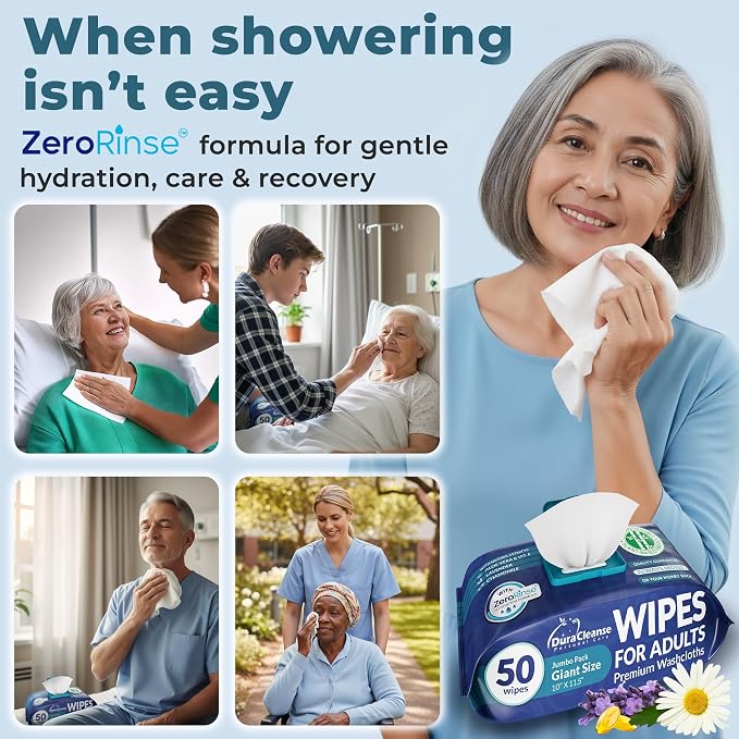 XL Body Wash Wipes for Adults No Rinse Bathing & Elderly Incontinence - Image 2