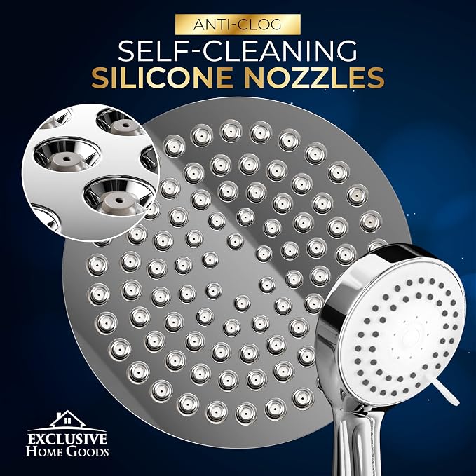Shower Head With Handheld Combo, 6 Inch High Pressure Rainfall Showerhead With - Image 3
