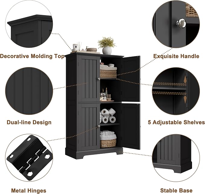 ChooChoo Bathroom Floor Cabinet, Modern Bathroom Storage Cabinet - Image 5