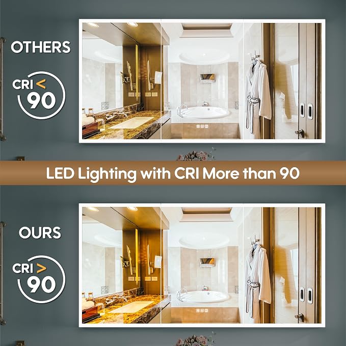 WELLFOR 60" X 30" LED Mirrored Bathroom Cabinet - Image 13