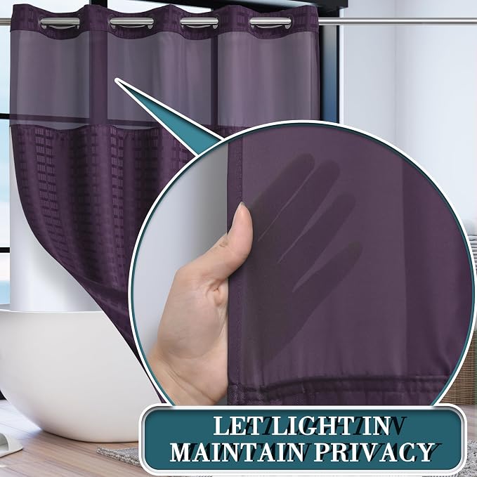 Extra Long No Hook Shower Curtain - Image 2