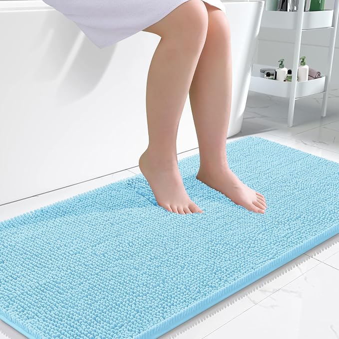 OLANLY Bathroom Rugs 47x24, Extra Soft Absorbent Chenille Bath Rugs, Rubber by OLANLY