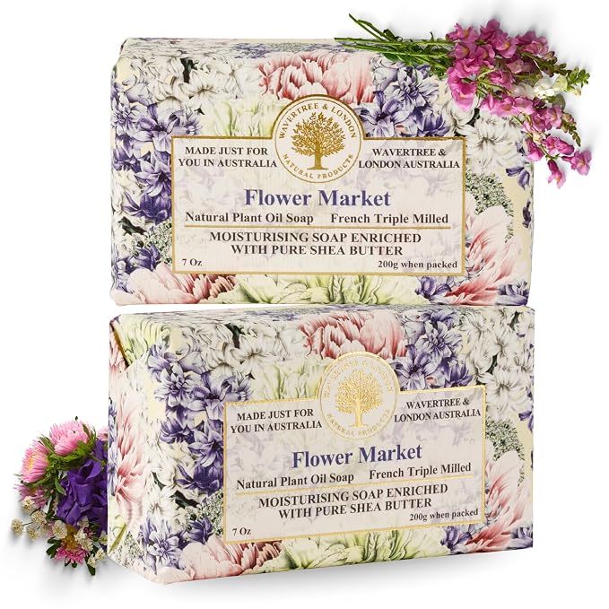 Wavertree & London Flower Market Scented Natural Soap, 7oz Moisturizing French by AustralianNaturalSoap