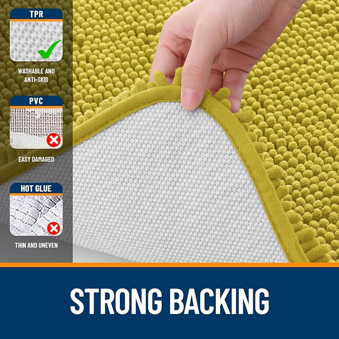 OLANLY Bathroom Rugs 30x20, Extra Soft Absorbent Chenille Bath Rugs, Rubber - Image 6