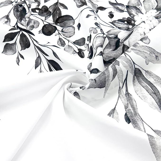 Gibelle Small Stall Shower Curtain 36 x 72, Narrow Black and White Floral - Image 2