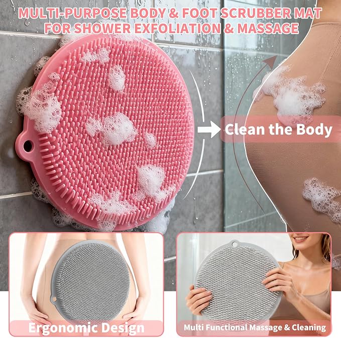 2 Pack Shower Foot Scrubber & Shower Back Scrubber Wall Mounted - Image 6
