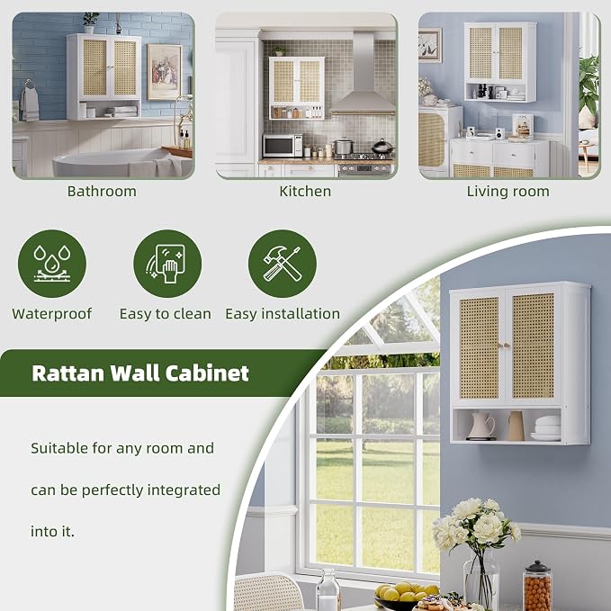 Bathroom Wall Cabinet, Bamboo Over-The-Toilet Storage Organizer - Image 7
