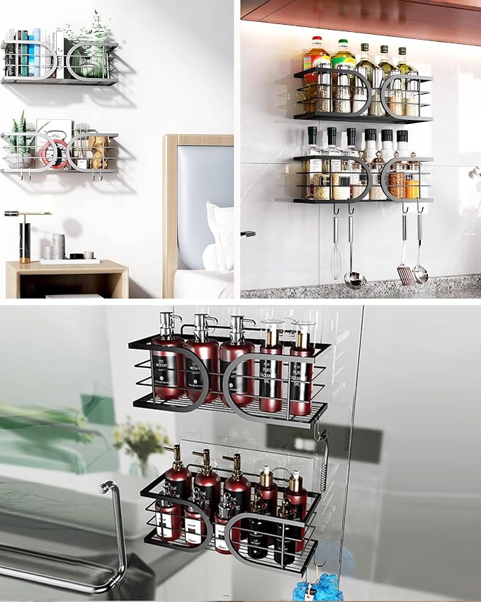 Shower Caddy No Drill Adhesive Wall Mounted SUS304 Stainless Steel Durable - Image 6