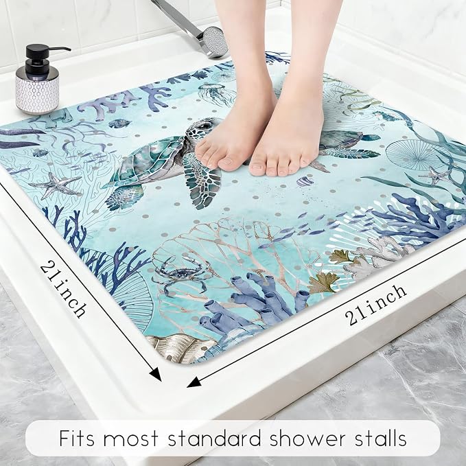 Bathtub Mat Non Slip, Turtle Square Bath tub Mat Shower Floor Mat - Image 2
