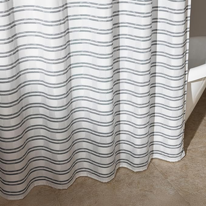 Amazon Basics Geometric Jacquard Fabric Shower Curtain - Image 2