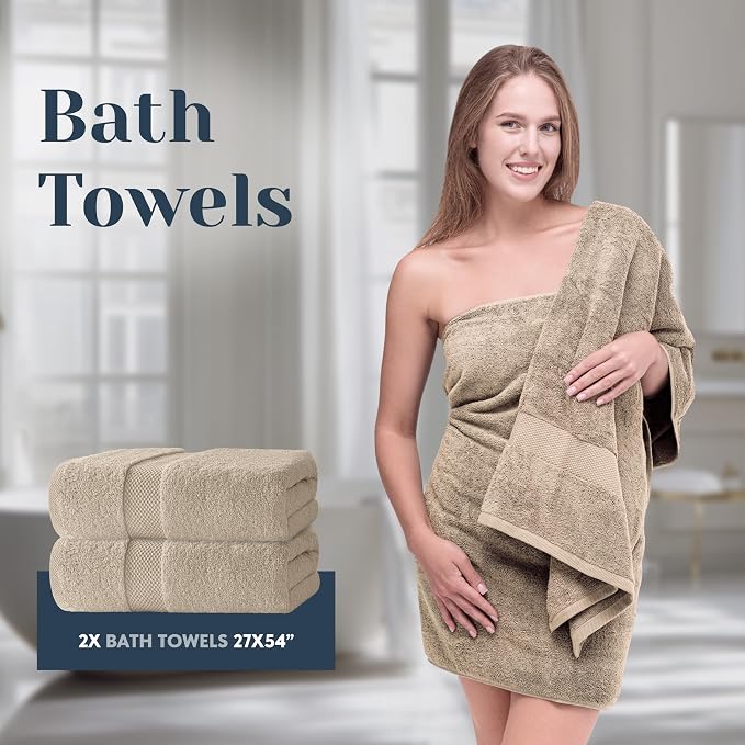 White Classic Luxury Bath Towel Set of 8 Pieces - Image 5