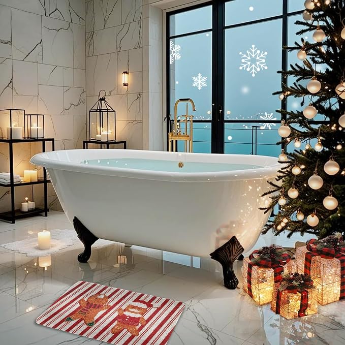 Christmas Non-Slip Bathtub Mat, Anti Slip Shower Mat, Fast Drying Bathtub Mats by Hargiis