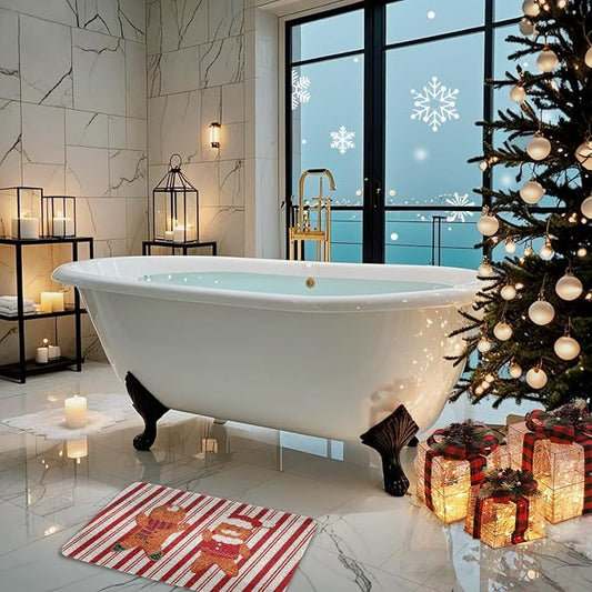Christmas Non-Slip Bathtub Mat, Anti Slip Shower Mat, Fast Drying Bathtub Mats by Hargiis