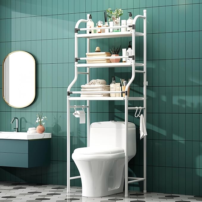 3-Tier Over The Toilet Storage, Metal Bathroom Organizer Shelves Cabinet by Unknown