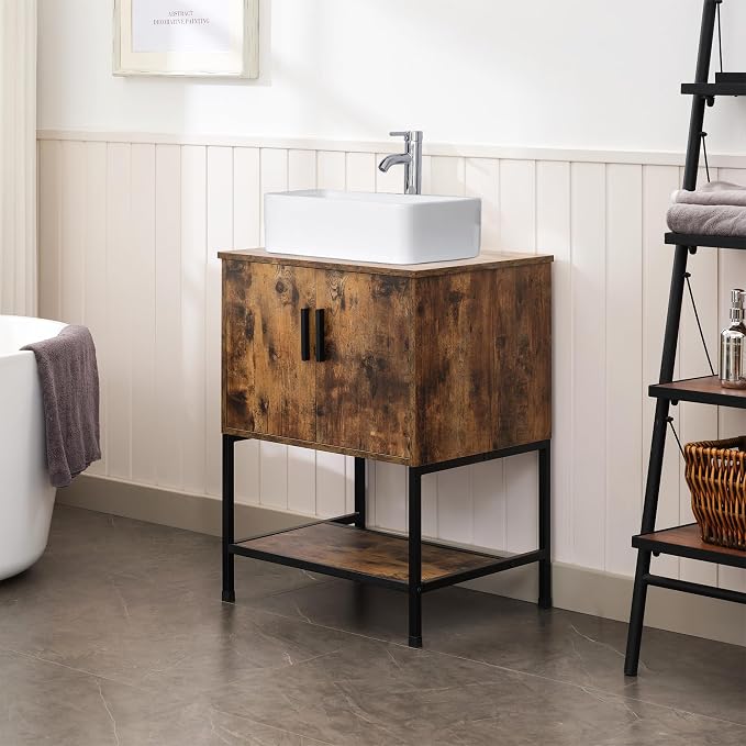 UEV 24" Antique Bathroom Vanity, Dark Brown Bathroom Vanity Set - Image 5