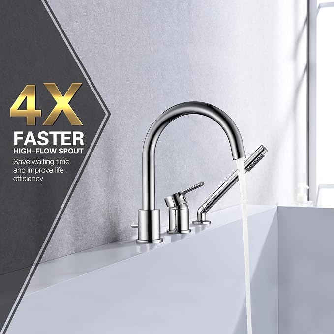 3 Hole Deck Mount Roman Tub Faucet - Image 4