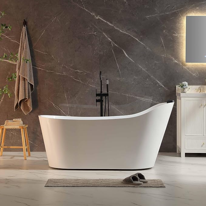 Empava Update Acrylic Whirlpool Bathtub, 67-Inch Freestanding Gracefully Oval by Empava