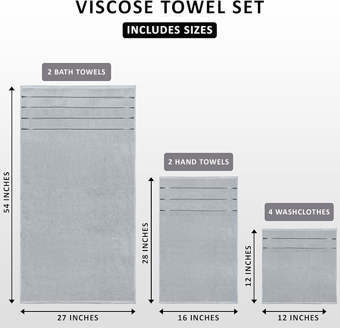 Utopia Towels 8 Piece Luxury Towel Set, 2 Bath, 2 Hand, and 4 Wash Cloths - Image 2