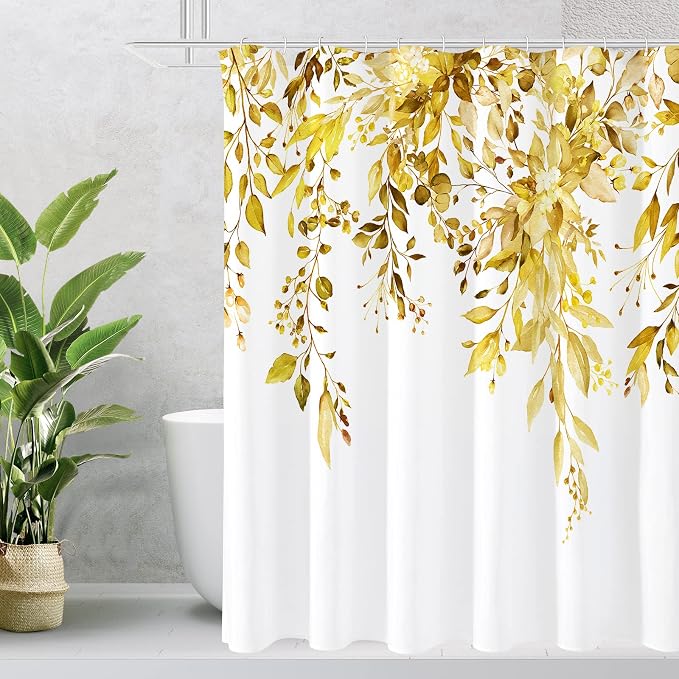 Gibelle Extra Long Shower Curtain 72 x 84, Watercolor Plant Eucalyptus Leaves by Gibelle