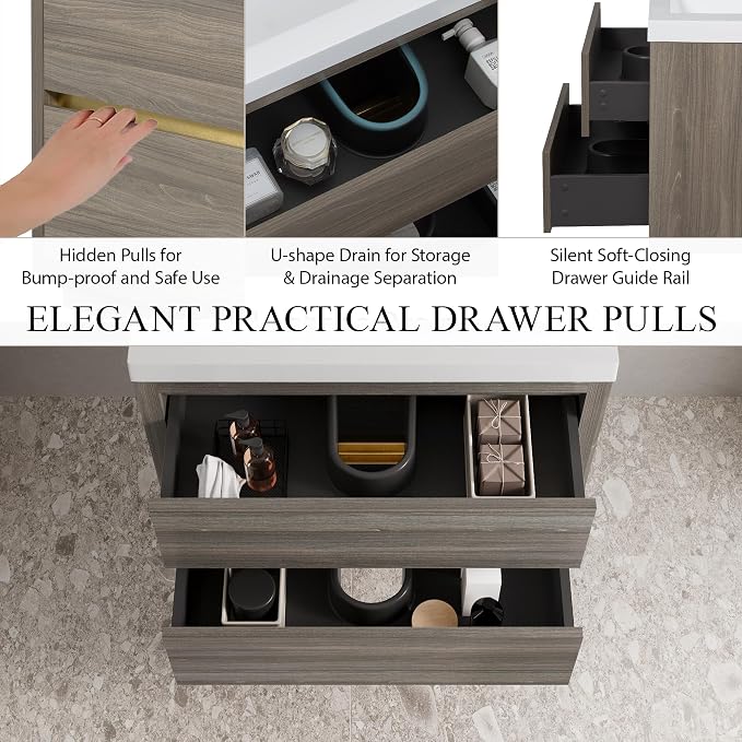 Modern 30" Wall-Mounted Bathroom Vanity - Image 5