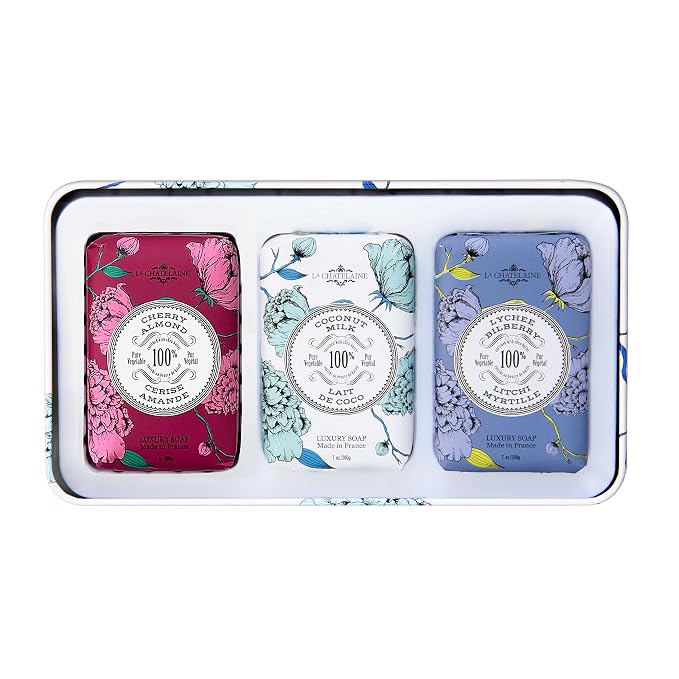 La Chatelaine Luxury Bar Soap Trio Gift Set Tin – Winter White | Made in France - Image 3