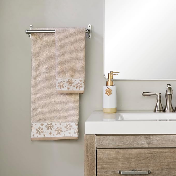 SKL Home Christmas/Winter Heather Snowflake 100% Cotton Premium Bath Towel - Image 2