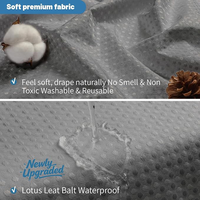 2-in-1 Waterproof Fabric Shower Curtain - Image 4
