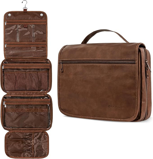 PAVILIA Hanging Toiletry Bag Women Men, Foldable Cosmetic Organizer Travel Bag by PAVILIA
