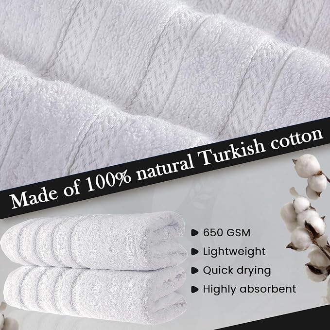HALLEY Turkish 2 Pack Premium Bath Towels 650 GSM Highly Absorbent Super Soft - Image 5