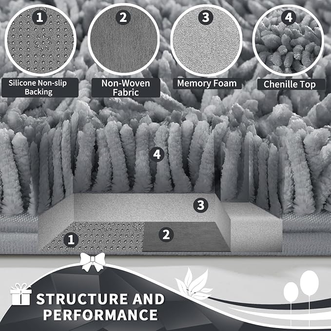 Yimobra Toilet Rugs U Shaped Washable, Extra Thick Soft Absorbent Chenille - Image 6