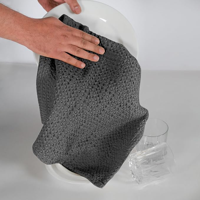 Native Fab Set of 4 Premium Waffle Dish Towels 16x26 inches - Image 3