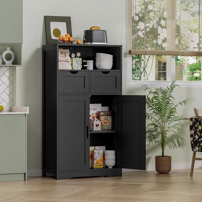 Iwell Storage Cabinet with Doors & Shelves, Kitchen Pantry Cabinet, Bathroom - Image 4