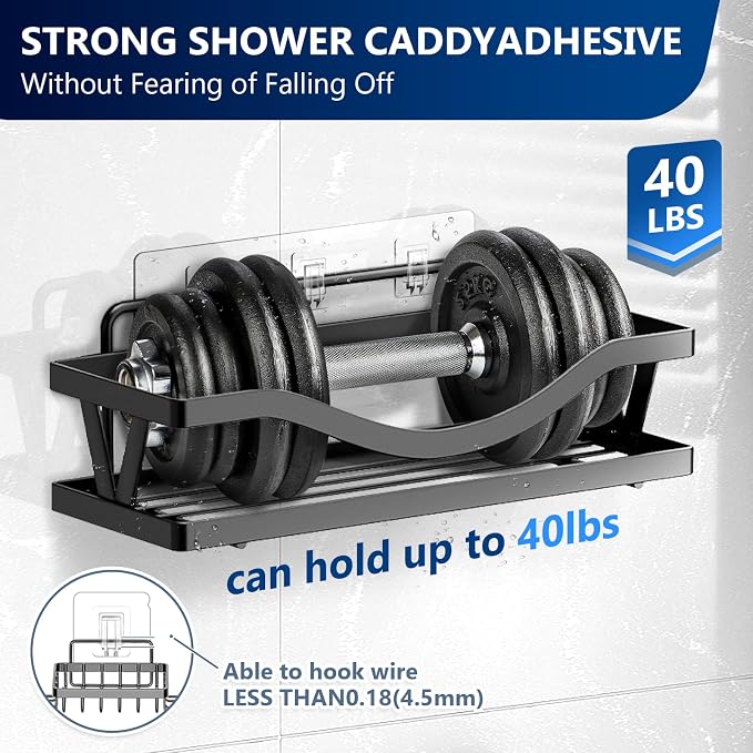 14 Pack Shower Caddy Replacement, Strong Hooks, No Drilling Shower Shelf - Image 5