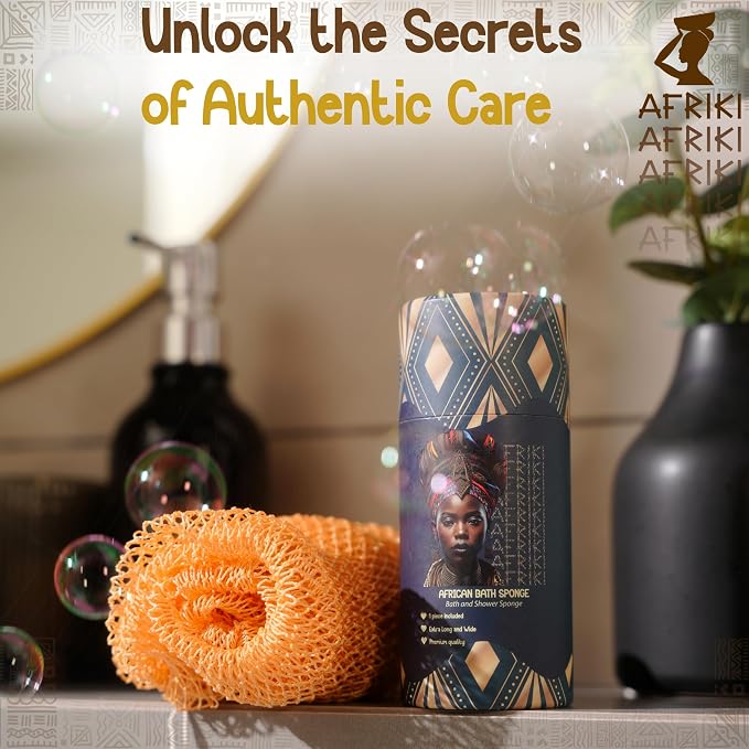 AFRIKI African Net Sponge – Exfoliating Body Scrubber, All Skin Types | 45 in - Image 4