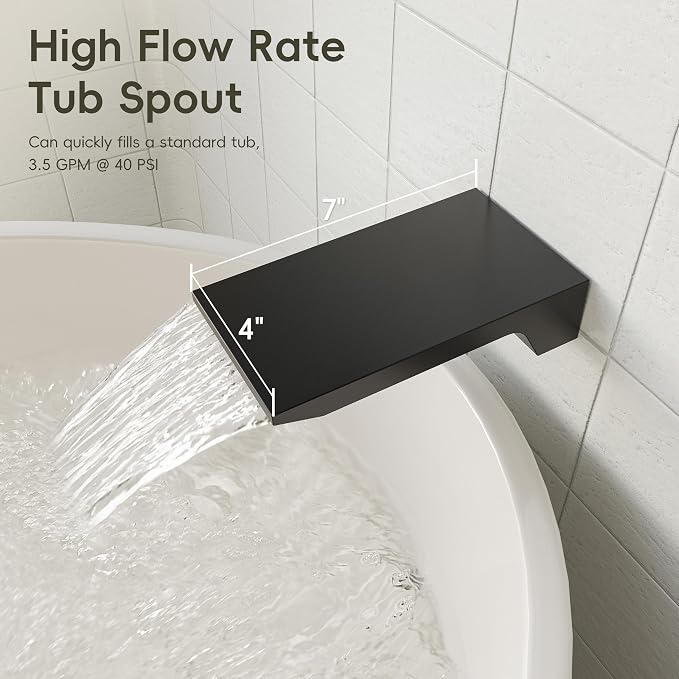 Gabrylly Shower System with Tub Spout, Wall Mounted Tub Shower Faucet Set - Image 5