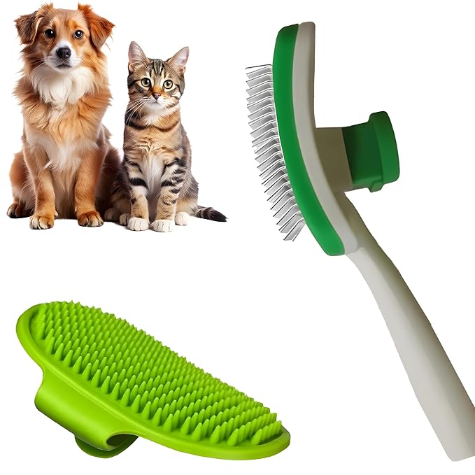 2 Pcs Self Cleaning Slicker Brush & Bath Brush by Unknown