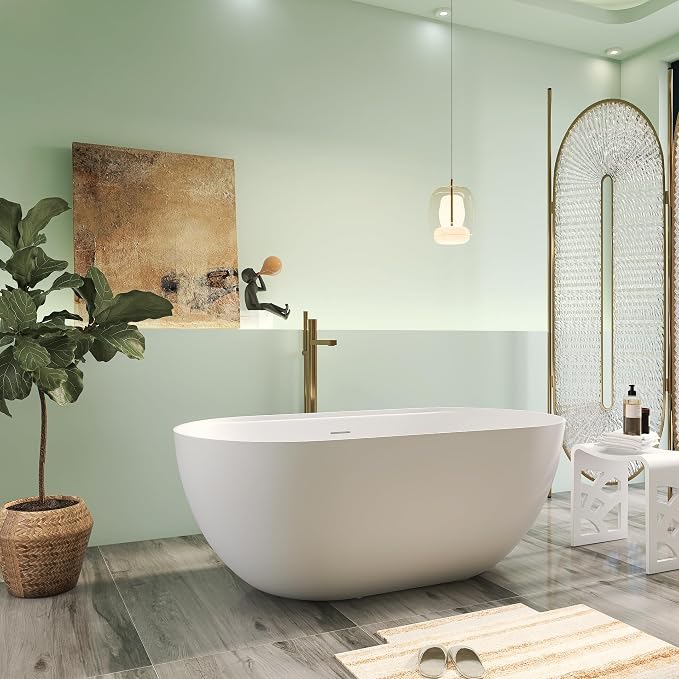 59" Premium Solid Surface Freestanding Bathtub - Image 3