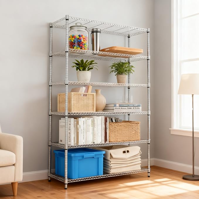 6 Tiers Shelf 2100 lbs Steel Storage Shelving Utility Shelving Unit Steel - Image 2