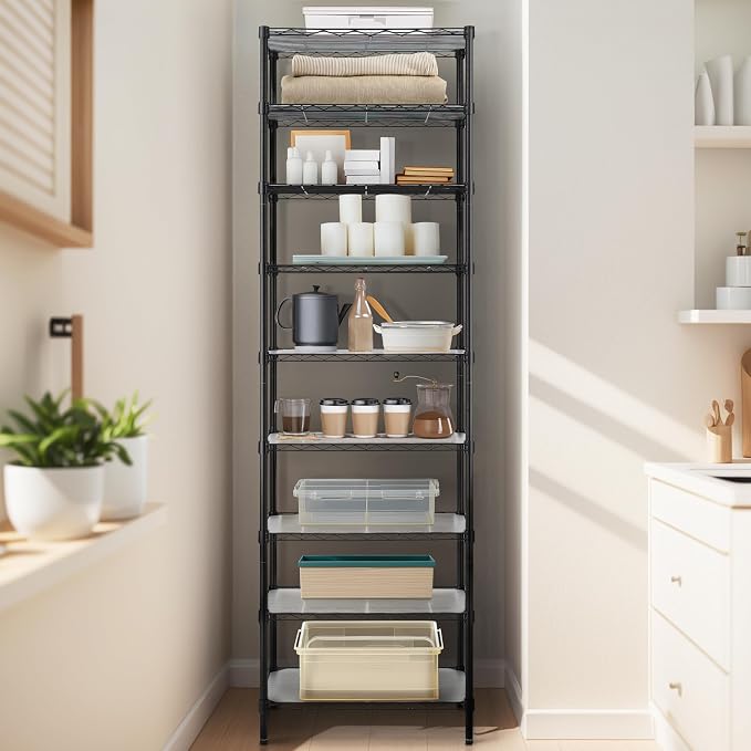 Finnhomy 9-Tier Wire Shelving Unit Adjustable Steel Wire Rack Shelving - Image 5
