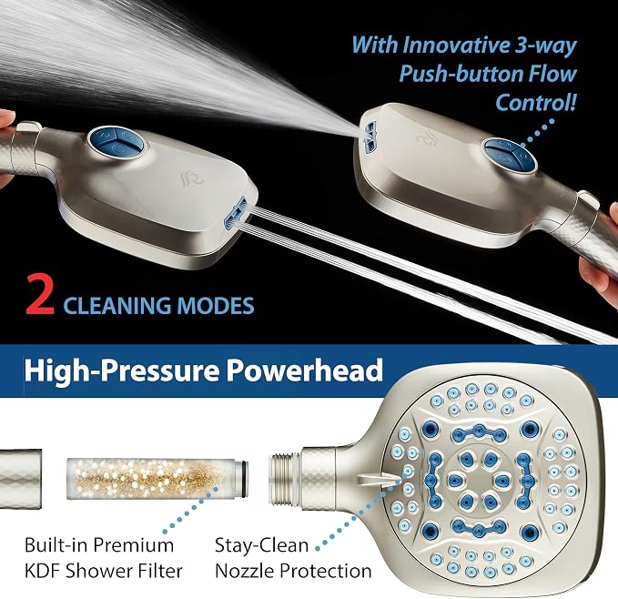 AquaCare 4X High Pressure 10 Spray Mode Filtered Showerhead - Image 5