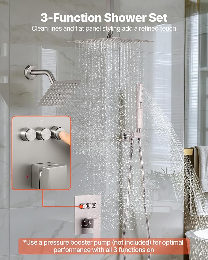 VEVOR Shower Faucet Set, 10 Inch Ceiling Mount Rainfall Shower System - Image 2