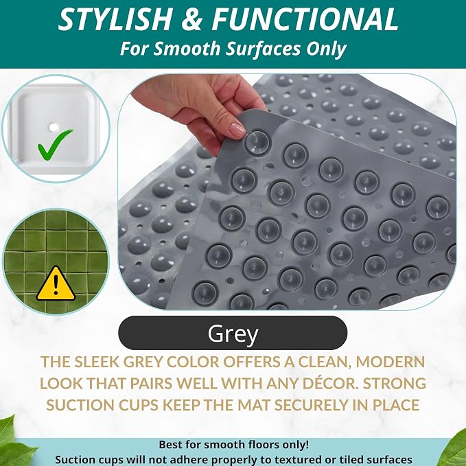 ENKOSI 21 x 21 inch Square Non-Slip Shower Mat – Anti-Slip Shower Mats - Image 5