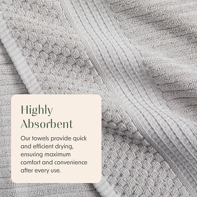 Springtree Home 100% Cotton Towel Set | 6 Piece Set | Super Soft & Absorbent - Image 8