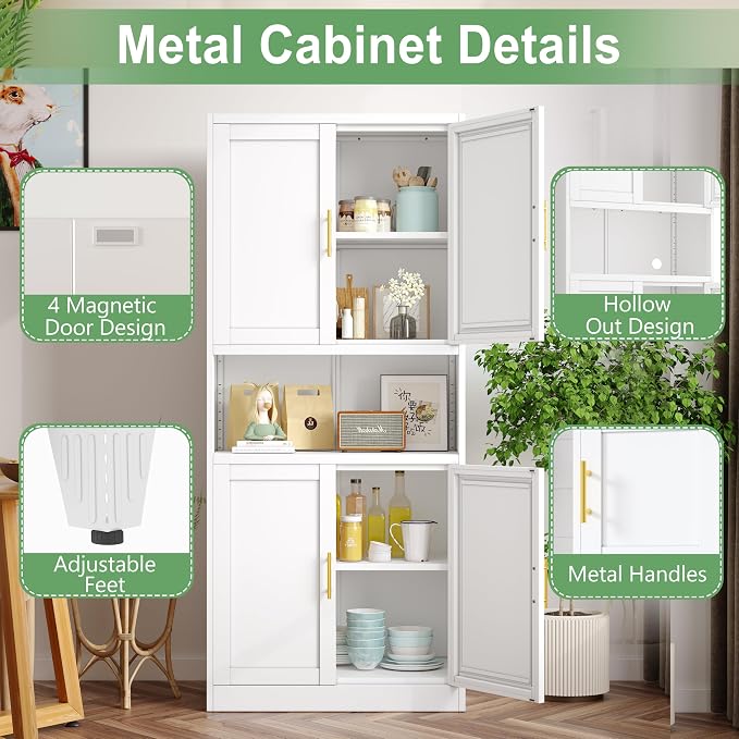 Pantry Cabinet 61" H Metal Kitchen Cabinet - Image 3