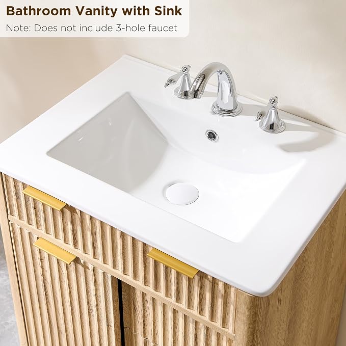 T4TREAM 24" Fluted Bathroom Vanity - Image 6