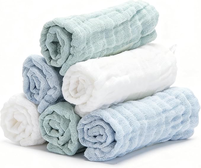 Organic Muslin Baby Washcloths 6 Pack Baby Bath Face Towel 12x12 Inch Extra by Unknown