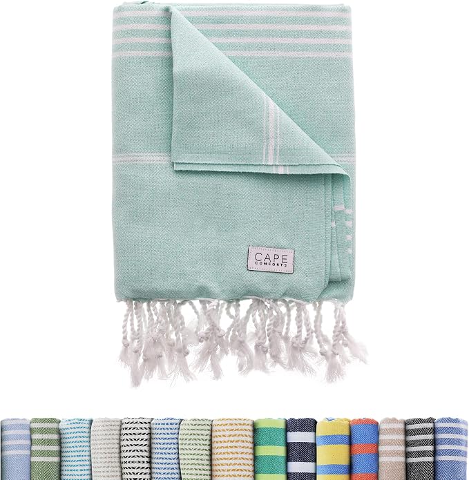 Large Turkish Beach Towel, Classic Mint by CapeComforts