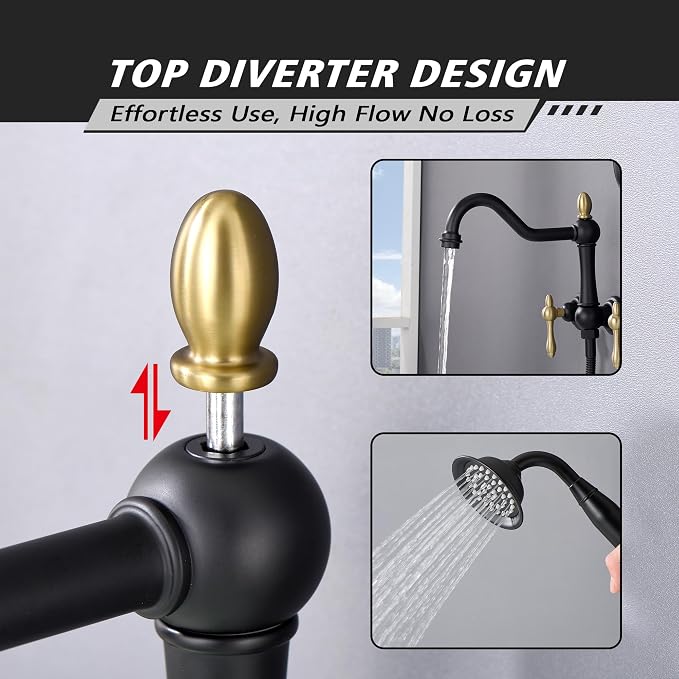 SUMERAIN High Flow Wall Mount Tub Filler, Vintage Bathtub Faucet - Image 9
