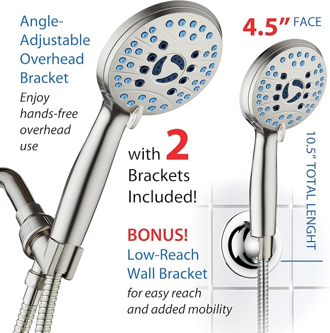 Hotel Spa AquaCare High Pressure 8-mode Handheld Shower Head, Anti-clog Nozzles - Image 8