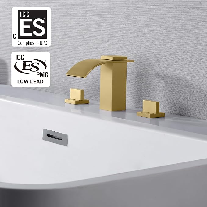 SUMERAIN Two Handle Roman Tub Faucet 3 Hole Waterfall Bathtub Faucet Brushed - Image 2